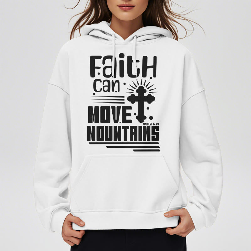 Christianartworkshop Moderner Stil Faith Can Move Mountains Fleece-gefütterter Polyester-Kapuzenpullover
