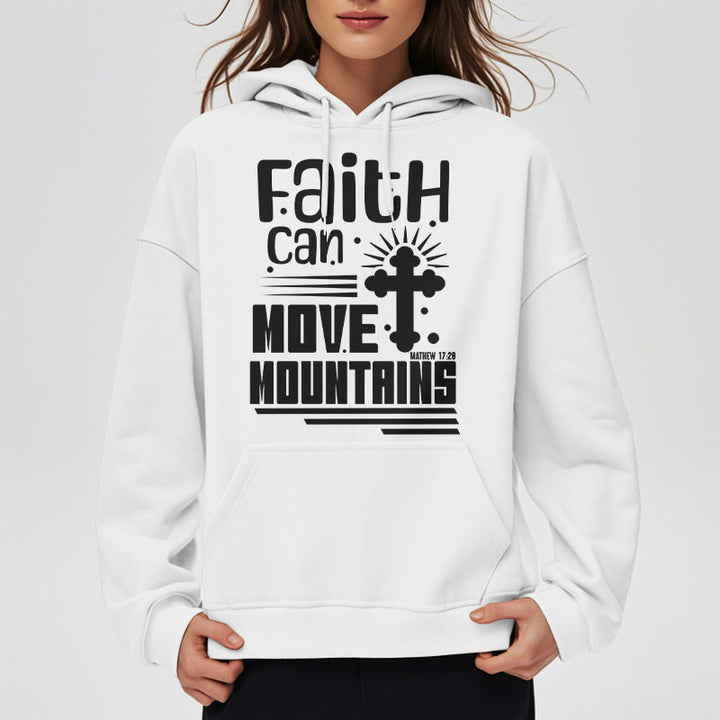 Christianartworkshop Moderner Stil Faith Can Move Mountains Fleece-gefütterter Polyester-Kapuzenpullover