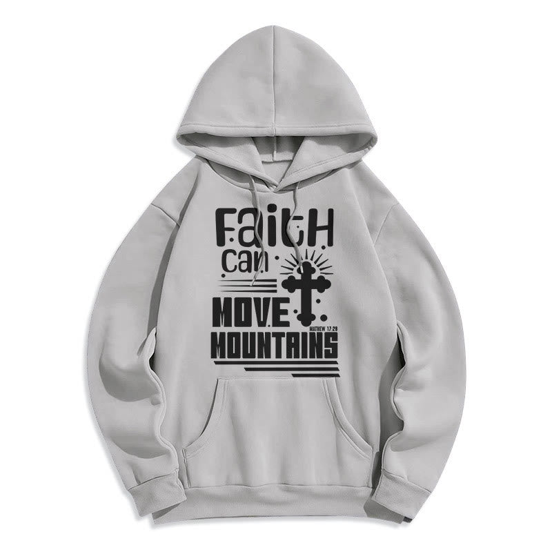 Christianartworkshop Moderner Stil Faith Can Move Mountains Fleece-gefütterter Polyester-Kapuzenpullover - Grau - 2XL - image 30