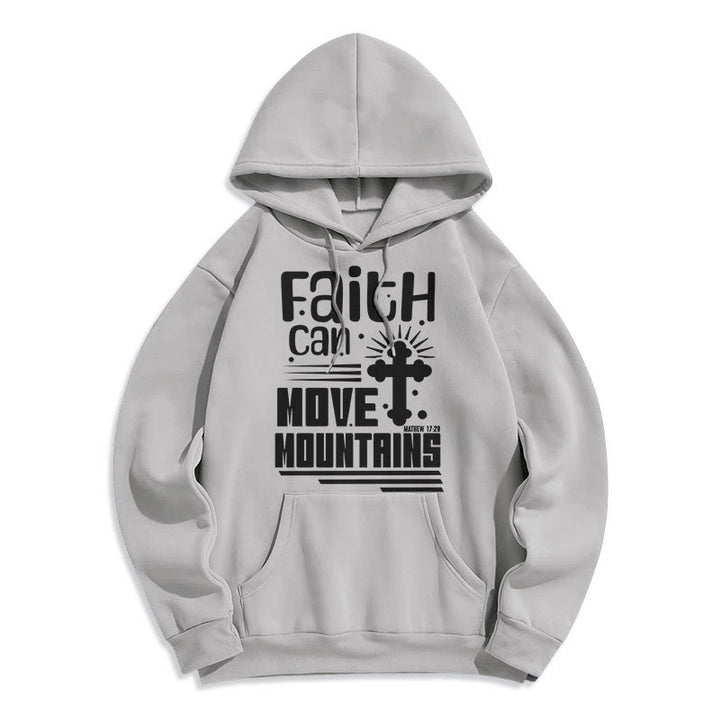 Christianartworkshop Moderner Stil Faith Can Move Mountains Fleece-gefütterter Polyester-Kapuzenpullover - Grau - 2XL - image 30