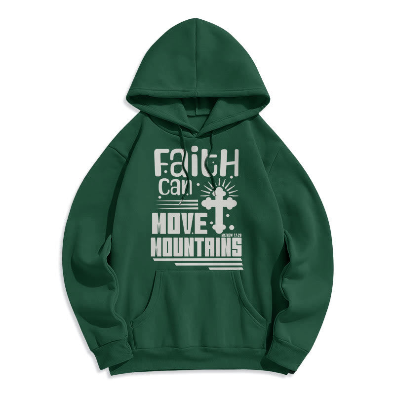 Christianartworkshop Moderner Stil Faith Can Move Mountains Fleece-gefütterter Polyester-Kapuzenpullover - Grün - 2XL - image 20