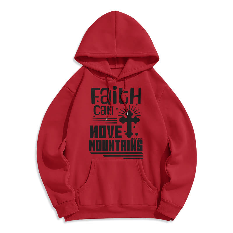 Christianartworkshop Moderner Stil Faith Can Move Mountains Fleece-gefütterter Polyester-Kapuzenpullover - Rot - 2XL - image 35