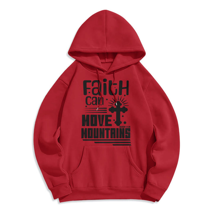 Christianartworkshop Moderner Stil Faith Can Move Mountains Fleece-gefütterter Polyester-Kapuzenpullover - Rot - 2XL - image 35