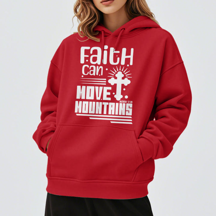 Christianartworkshop Moderner Stil Faith Can Move Mountains Fleece-gefütterter Polyester-Kapuzenpullover