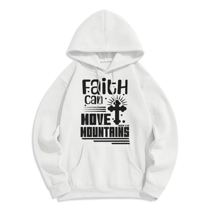 Christianartworkshop Moderner Stil Faith Can Move Mountains Fleece-gefütterter Polyester-Kapuzenpullover - Weiß - 2XL - image 0