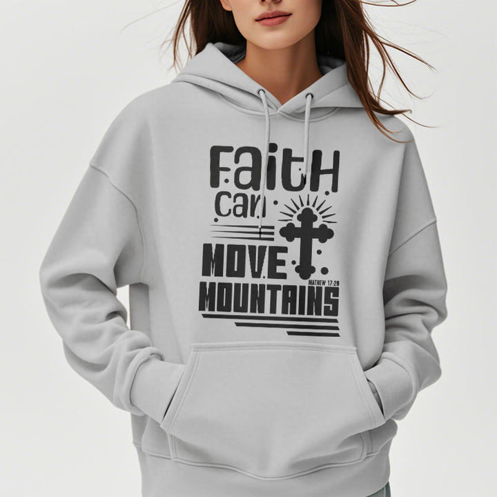 Christianartworkshop Moderner Stil Faith Can Move Mountains Fleece-gefütterter Polyester-Kapuzenpullover