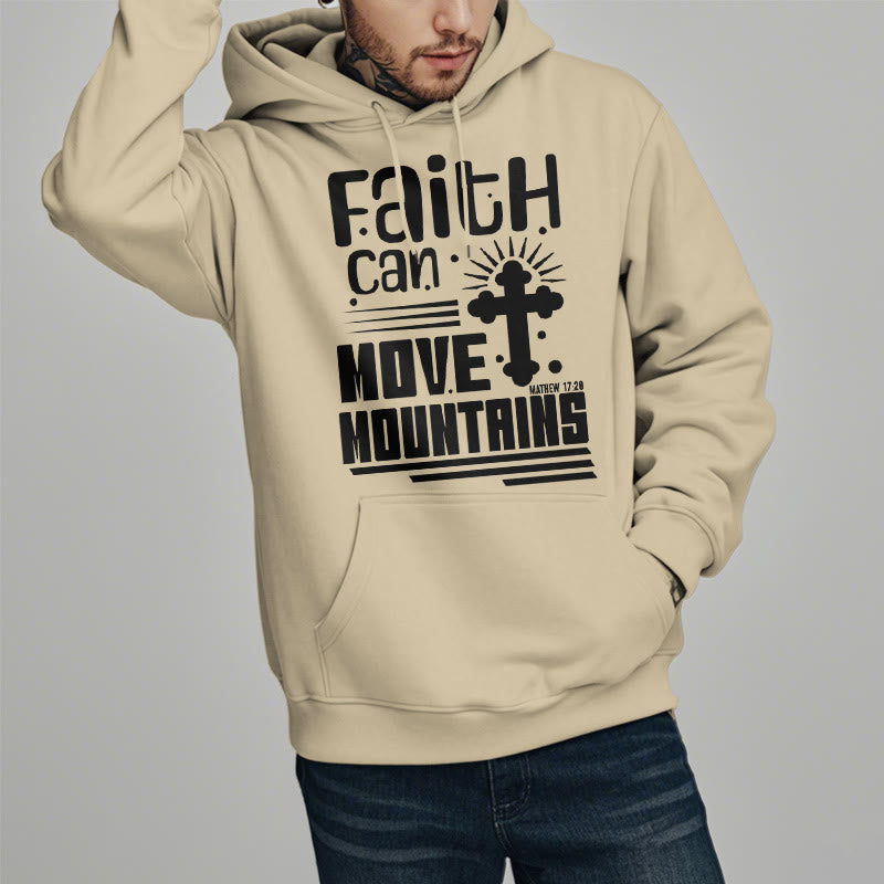 Christianartworkshop Moderner Stil Faith Can Move Mountains Fleece-gefütterter Polyester-Kapuzenpullover