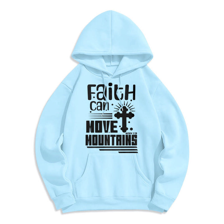 Christianartworkshop Moderner Stil Faith Can Move Mountains Fleece-gefütterter Polyester-Kapuzenpullover - Blau - 2XL - image 25