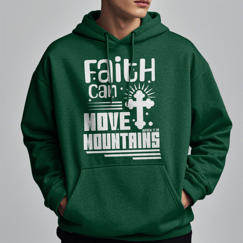 Christianartworkshop Moderner Stil Faith Can Move Mountains Fleece-gefütterter Polyester-Kapuzenpullover