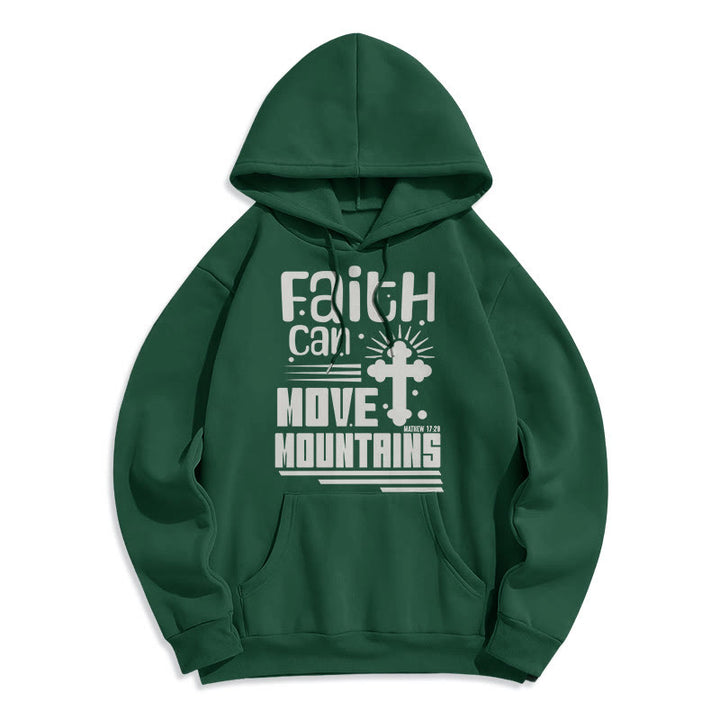 Christianartworkshop Moderner Stil Faith Can Move Mountains Fleece-gefütterter Polyester-Kapuzenpullover