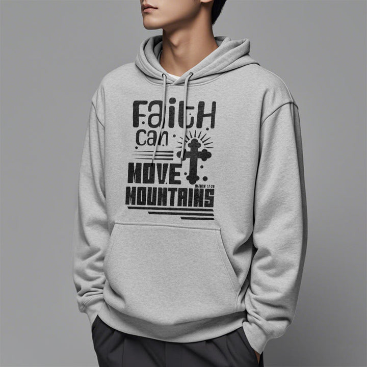 Christianartworkshop Moderner Stil Faith Can Move Mountains Fleece-gefütterter Polyester-Kapuzenpullover