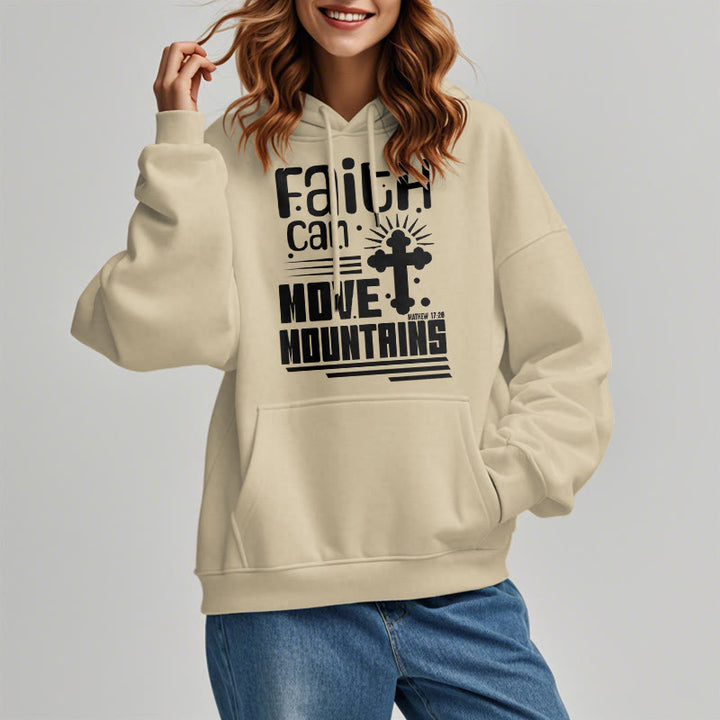 Christianartworkshop Moderner Stil Faith Can Move Mountains Fleece-gefütterter Polyester-Kapuzenpullover