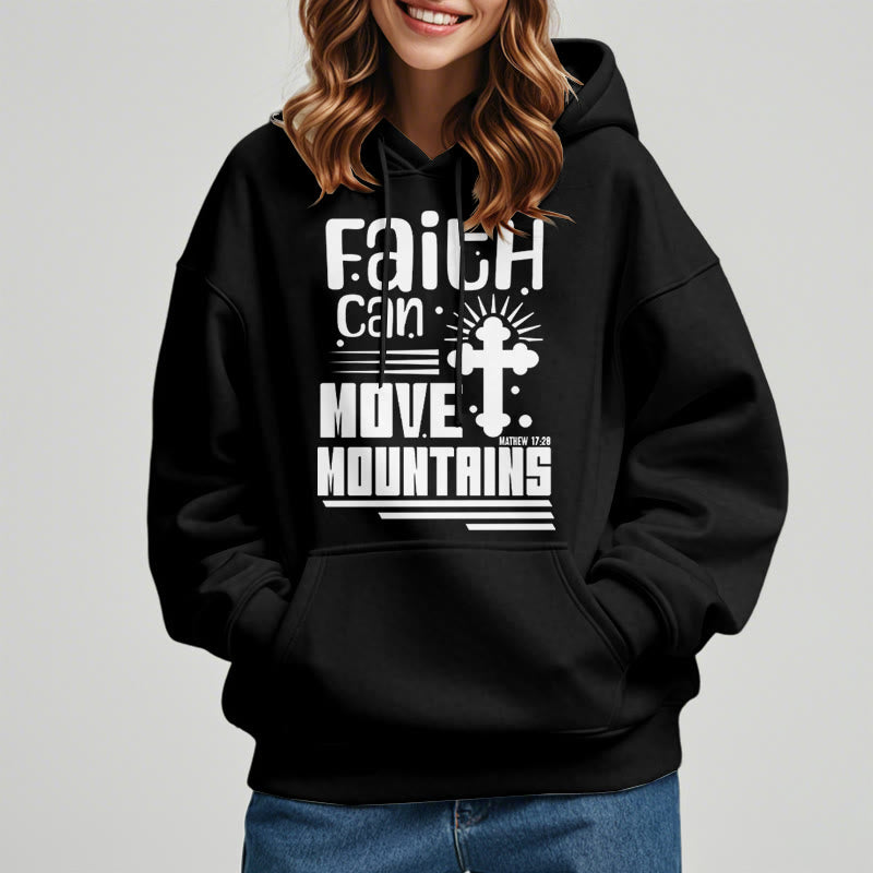 Christianartworkshop Moderner Stil Faith Can Move Mountains Fleece-gefütterter Polyester-Kapuzenpullover