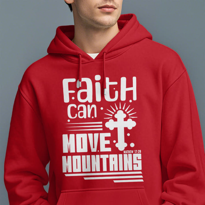 Christianartworkshop Moderner Stil Faith Can Move Mountains Fleece-gefütterter Polyester-Kapuzenpullover