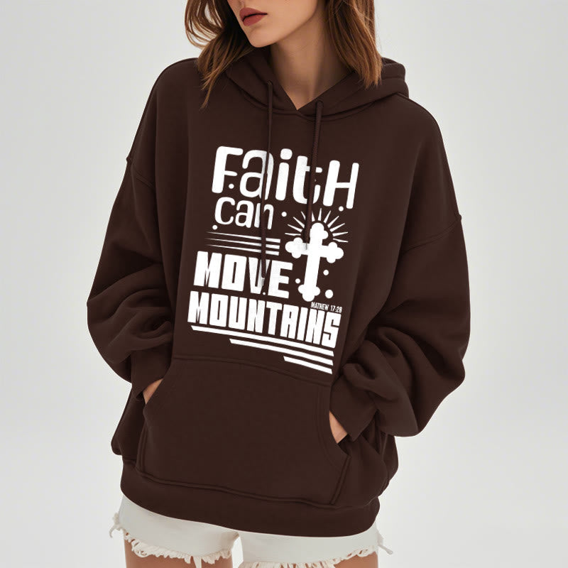Christianartworkshop Moderner Stil Faith Can Move Mountains Fleece-gefütterter Polyester-Kapuzenpullover