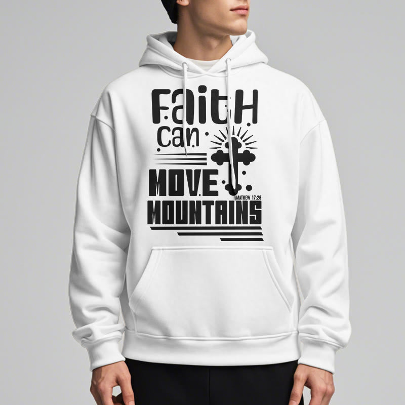 Christianartworkshop Moderner Stil Faith Can Move Mountains Fleece-gefütterter Polyester-Kapuzenpullover