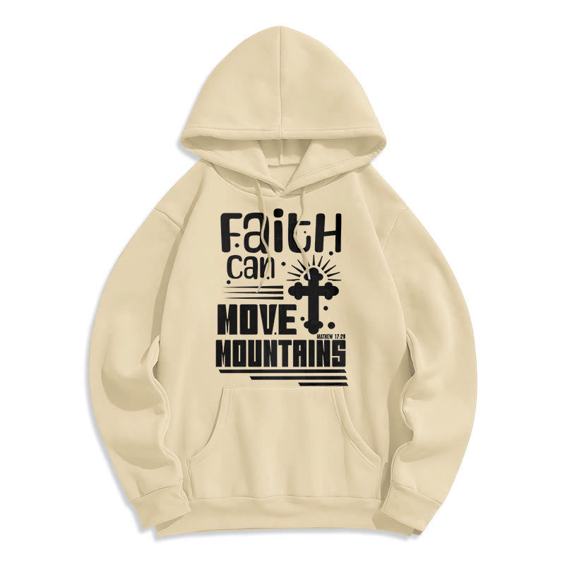 Christianartworkshop Moderner Stil Faith Can Move Mountains Fleece-gefütterter Polyester-Kapuzenpullover - Beige - 2XL - image 10