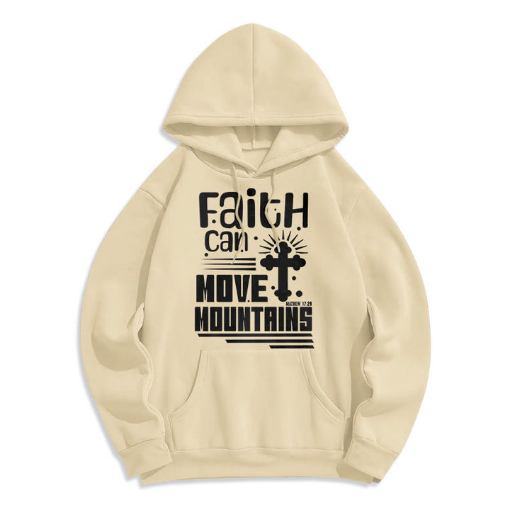 Christianartworkshop Moderner Stil Faith Can Move Mountains Fleece-gefütterter Polyester-Kapuzenpullover - Beige - 2XL - image 10