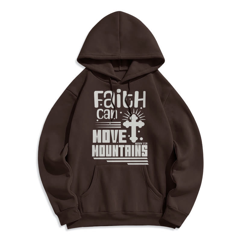 Christianartworkshop Moderner Stil Faith Can Move Mountains Fleece-gefütterter Polyester-Kapuzenpullover - Braun - 2XL - image 15
