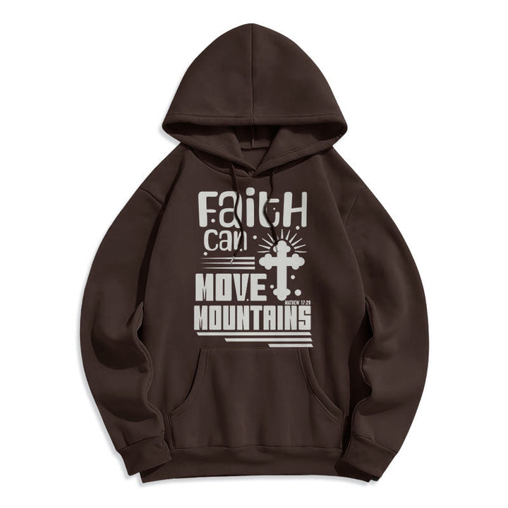 Christianartworkshop Moderner Stil Faith Can Move Mountains Fleece-gefütterter Polyester-Kapuzenpullover - Braun - 2XL - image 15