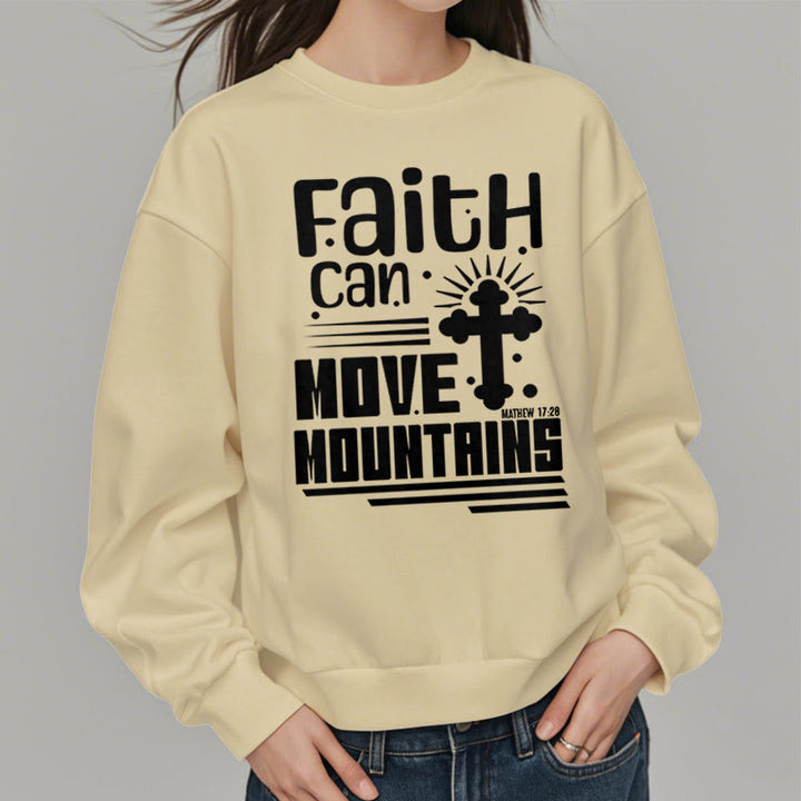 Christianartworkshop Moderner Stil Faith Can Move Mountains Polyester-Sweatshirt mit Fleecefutter