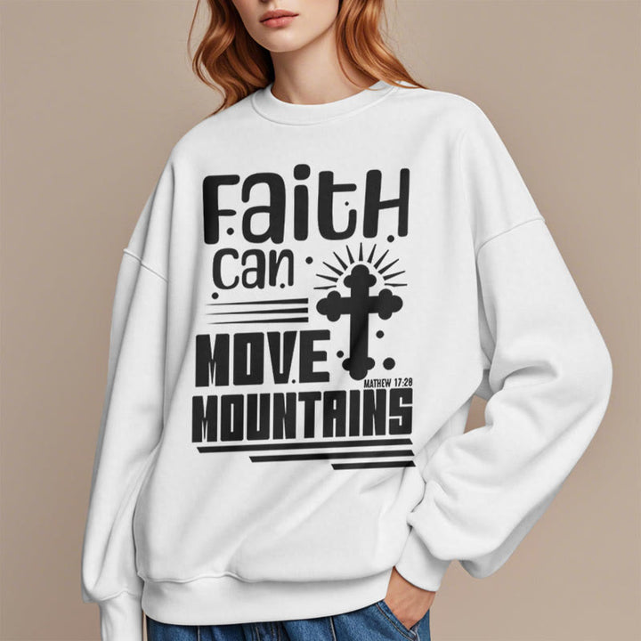 Christianartworkshop Moderner Stil Faith Can Move Mountains Polyester-Sweatshirt mit Fleecefutter