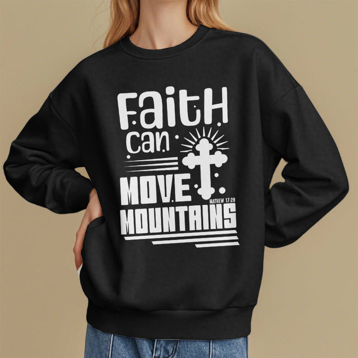 Christianartworkshop Moderner Stil Faith Can Move Mountains Polyester-Sweatshirt mit Fleecefutter