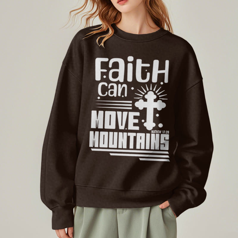 Christianartworkshop Moderner Stil Faith Can Move Mountains Polyester-Sweatshirt mit Fleecefutter