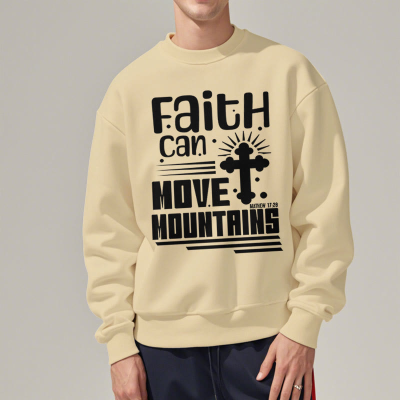 Christianartworkshop Moderner Stil Faith Can Move Mountains Polyester-Sweatshirt mit Fleecefutter