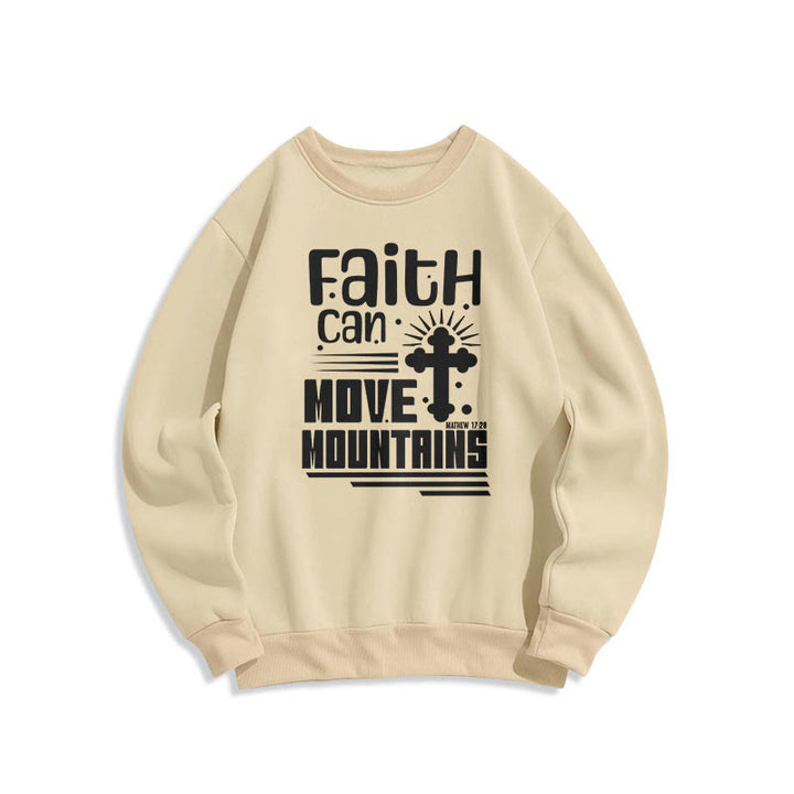 Christianartworkshop Modernes Sweatshirt „Glaube kann Berge versetzen“ mit Fleece-Futter aus Polyester - Beige - 2XL - image 10
