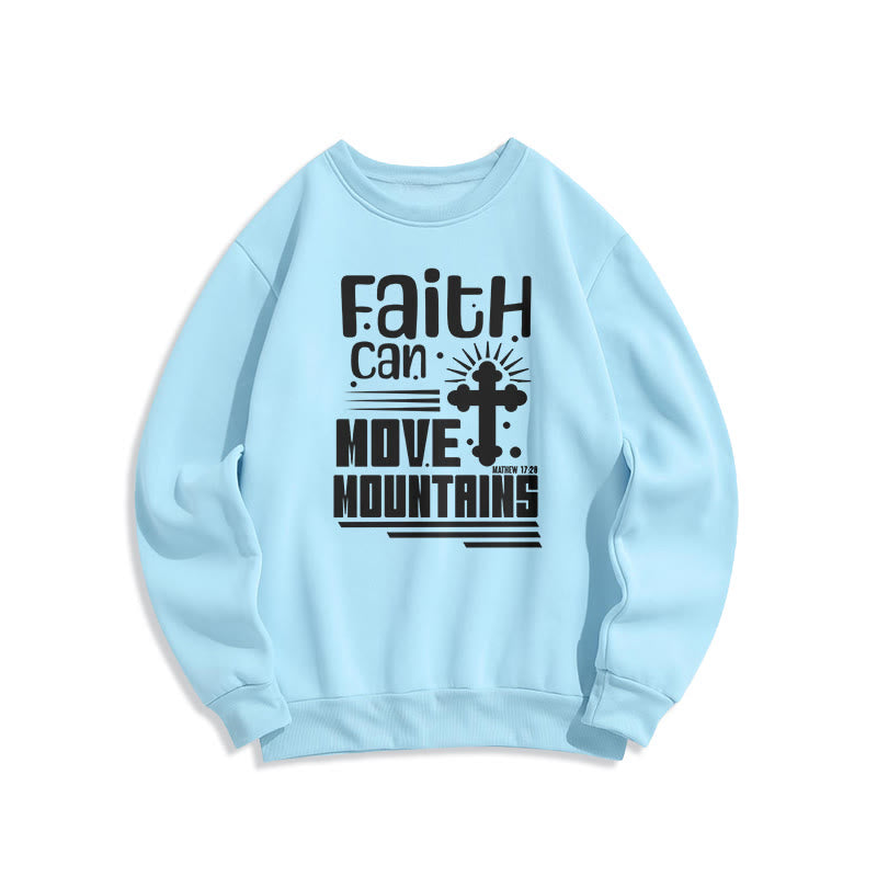 Christianartworkshop Modernes Sweatshirt „Glaube kann Berge versetzen“ mit Fleece-Futter aus Polyester - Blau - 2XL - image 25