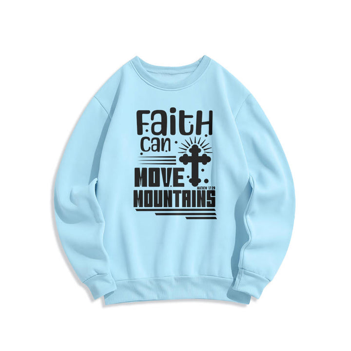 Christianartworkshop Modernes Sweatshirt „Glaube kann Berge versetzen“ mit Fleece-Futter aus Polyester - Blau - 2XL - image 25