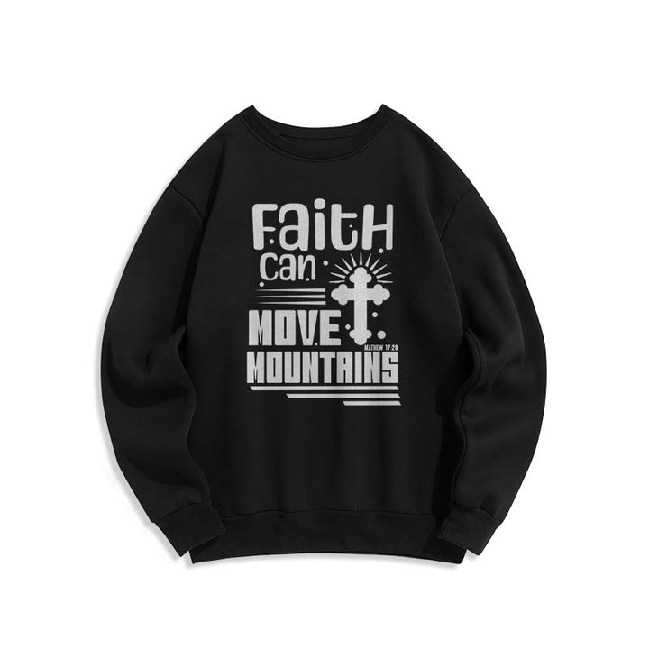 Christianartworkshop Modernes Sweatshirt „Glaube kann Berge versetzen“ mit Fleece-Futter aus Polyester - Schwarz - 2XL - image 5