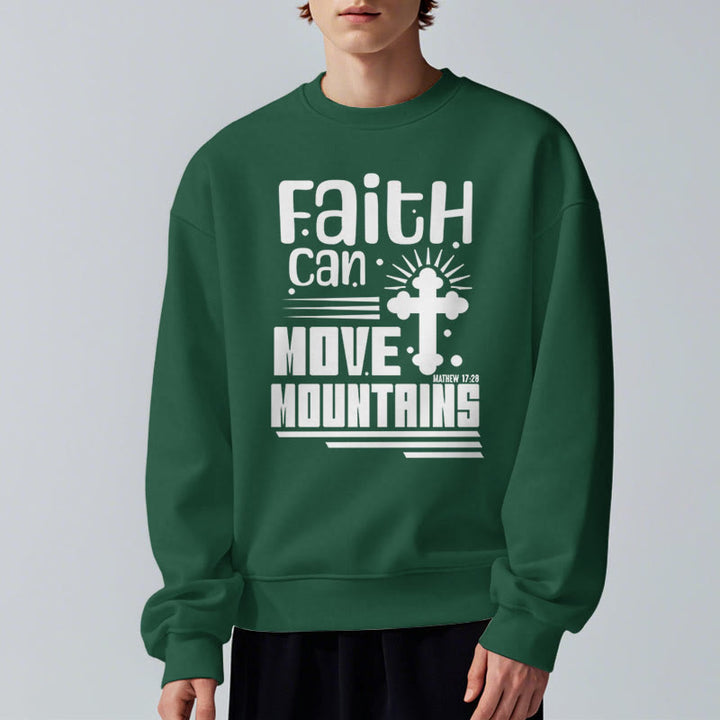 Christianartworkshop Moderner Stil Faith Can Move Mountains Polyester-Sweatshirt mit Fleecefutter