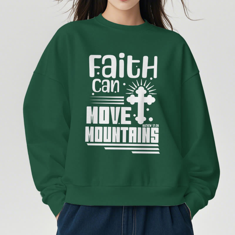 Christianartworkshop Moderner Stil Faith Can Move Mountains Polyester-Sweatshirt mit Fleecefutter