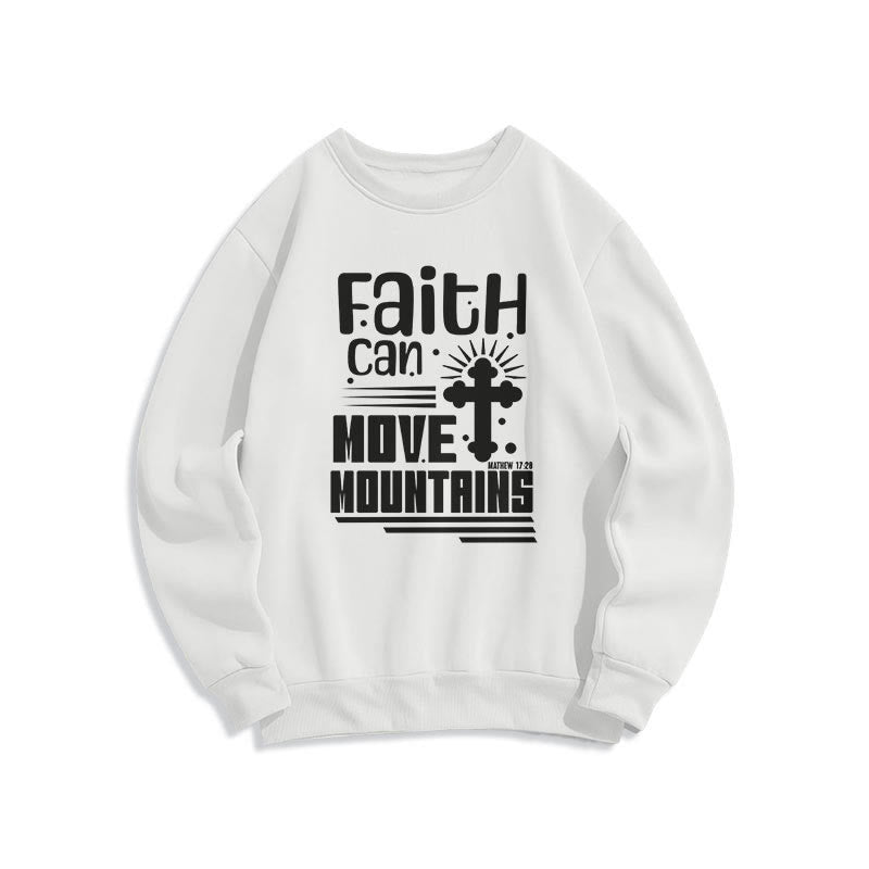 Christianartworkshop Moderner Stil Faith Can Move Mountains Polyester-Sweatshirt mit Fleecefutter - Weiß - 2XL - image 0