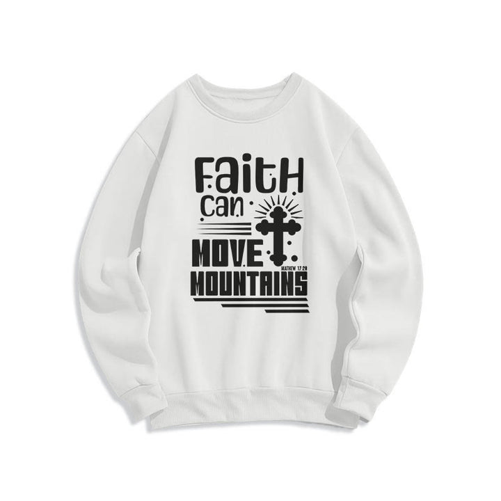 Christianartworkshop Moderner Stil Faith Can Move Mountains Polyester-Sweatshirt mit Fleecefutter - Weiß - 2XL - image 0