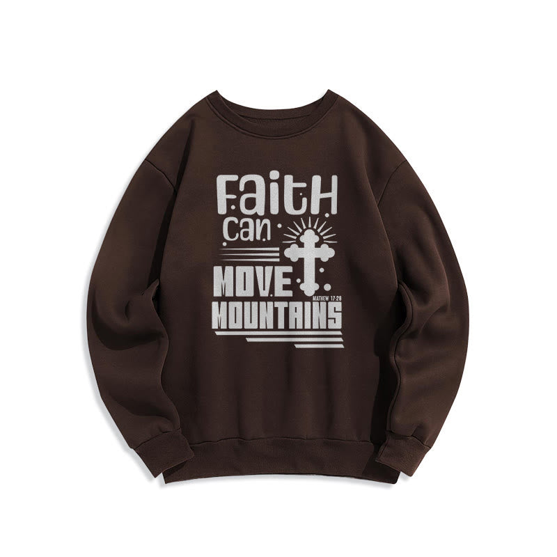 Christianartworkshop Modernes Sweatshirt „Glaube kann Berge versetzen“ mit Fleece-Futter aus Polyester - Braun - 2XL - image 15