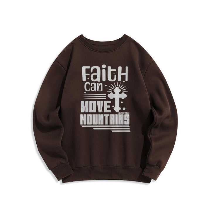 Christianartworkshop Modernes Sweatshirt „Glaube kann Berge versetzen“ mit Fleece-Futter aus Polyester - Braun - 2XL - image 15