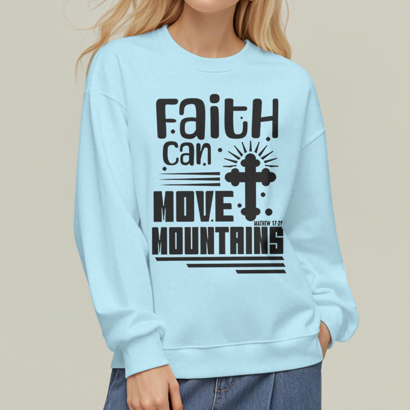 Christianartworkshop Moderner Stil Faith Can Move Mountains Polyester-Sweatshirt mit Fleecefutter