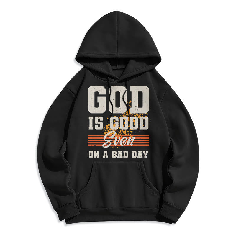 Christianartworkshop Klassischer Stil: Fleecegefütterter Polyester-Hoodie „Gott ist gut, auch an einem schlechten Tag“ - Schwarz - 2XL - image 0