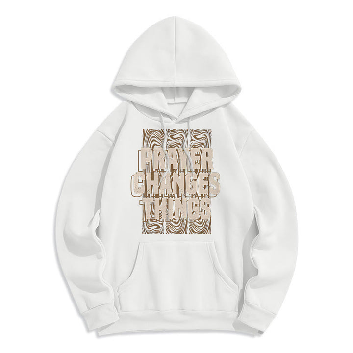 Christianartworkshop Moderner Stil „Prayer Changes Things“ Fleecegefütterter Polyester-Kapuzenpullover