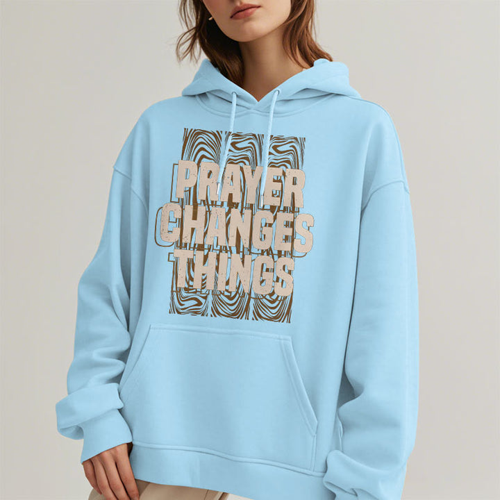 Christianartworkshop Moderner Stil „Prayer Changes Things“ Fleecegefütterter Polyester-Kapuzenpullover