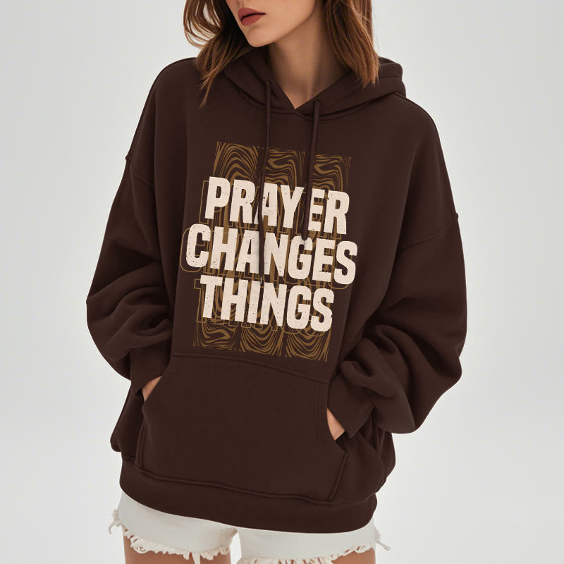 Christianartworkshop Moderner Stil „Prayer Changes Things“ Fleecegefütterter Polyester-Kapuzenpullover