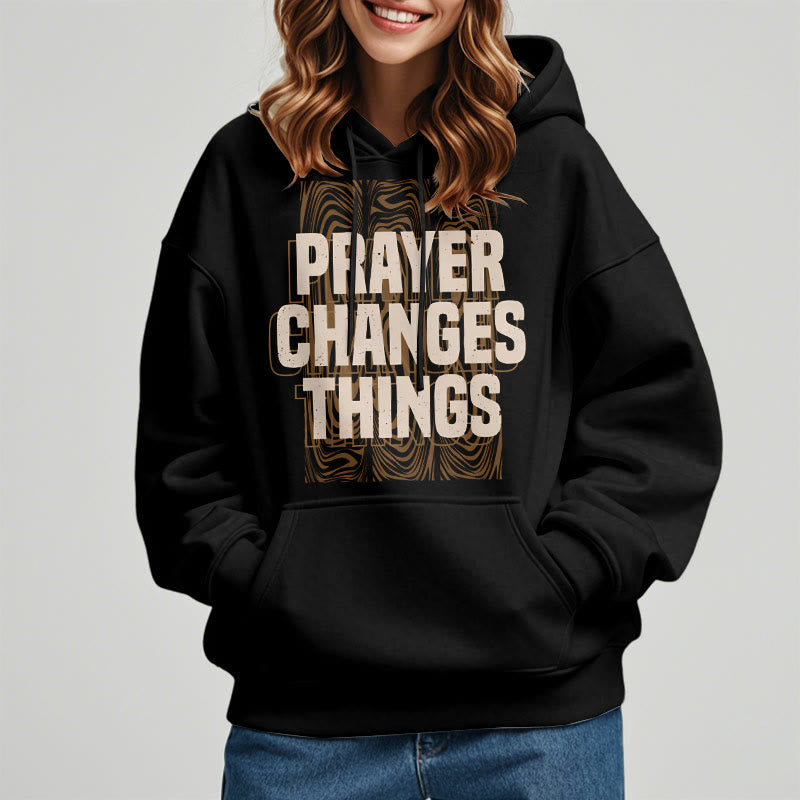 Christianartworkshop Moderner Stil „Prayer Changes Things“ Fleecegefütterter Polyester-Kapuzenpullover