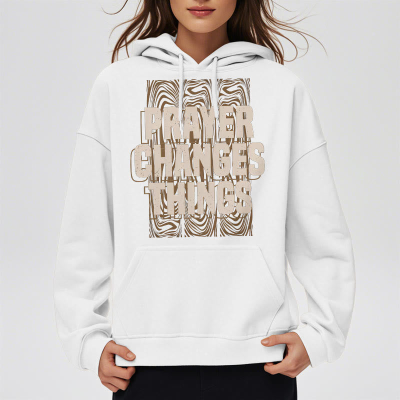 Christianartworkshop Moderner Stil „Prayer Changes Things“ Fleecegefütterter Polyester-Kapuzenpullover