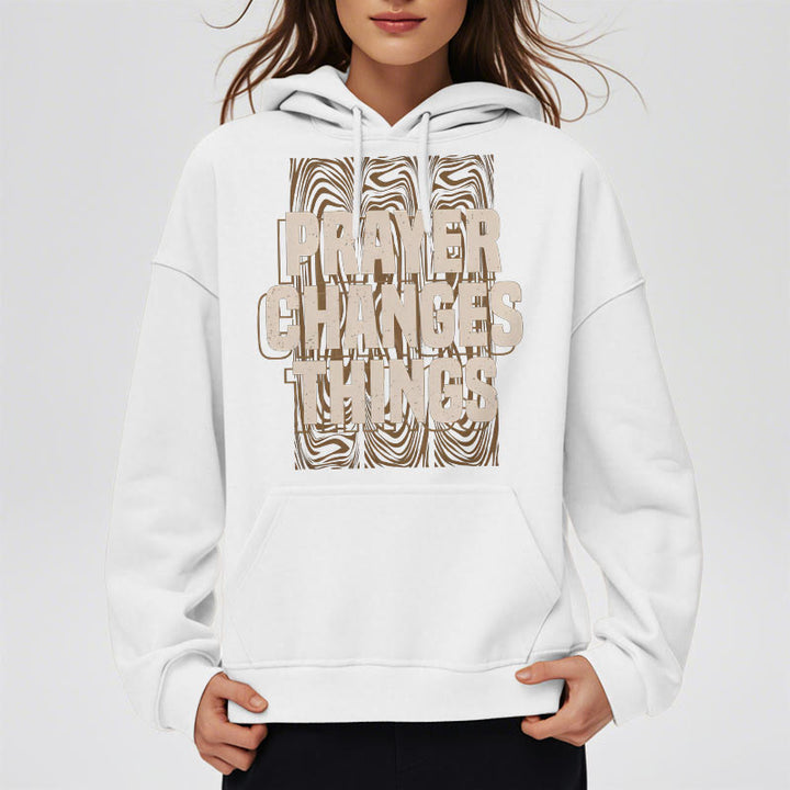 Christianartworkshop Moderner Stil „Prayer Changes Things“ Fleecegefütterter Polyester-Kapuzenpullover