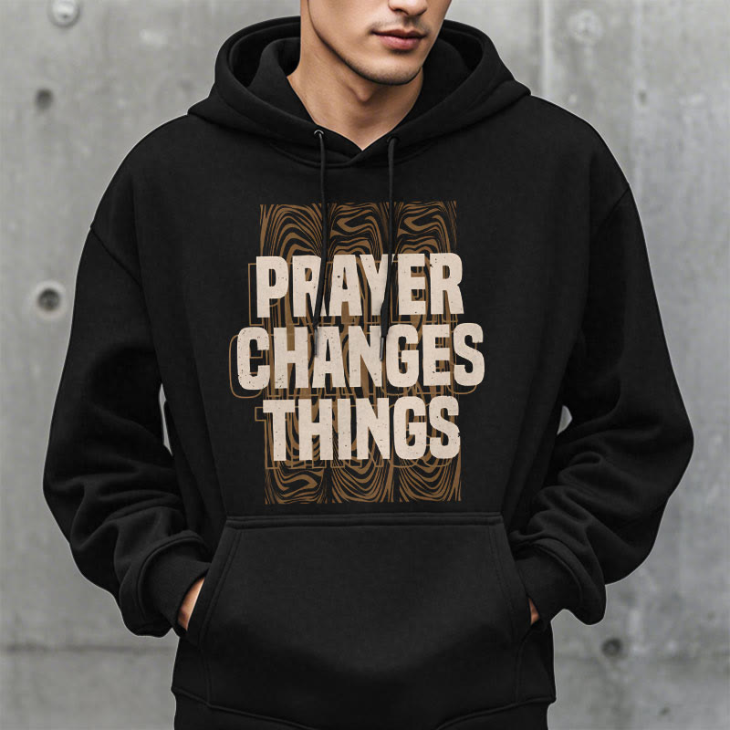 Christianartworkshop Moderner Stil „Prayer Changes Things“ Fleecegefütterter Polyester-Kapuzenpullover