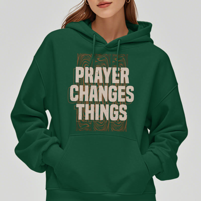 Christianartworkshop Moderner Stil „Prayer Changes Things“ Fleecegefütterter Polyester-Kapuzenpullover
