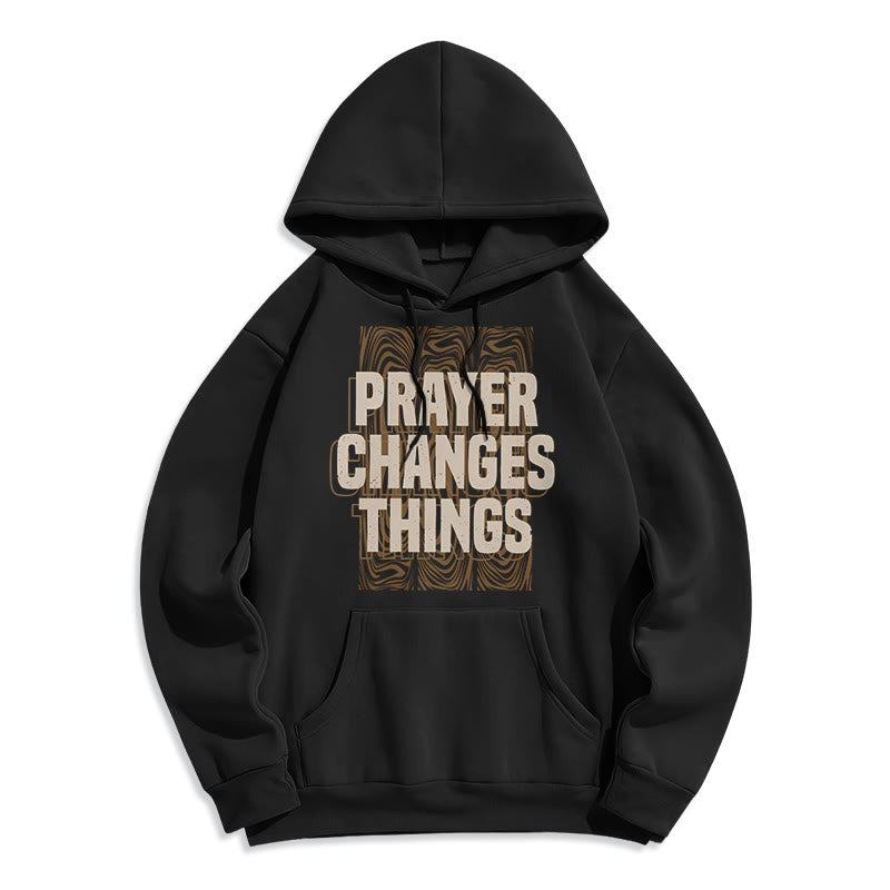Christianartworkshop Moderner Hoodie „Gebet verändert Dinge“ – Fleecegefüttertes Polyester - Schwarz - 2XL - image 0